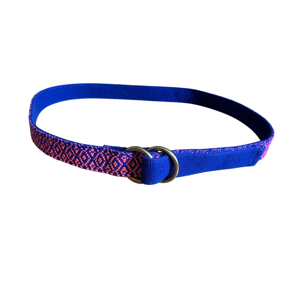 J.Crew Womens Woven D-Ring Canvas Belt Size M/L Southwestern Geometric Preppy